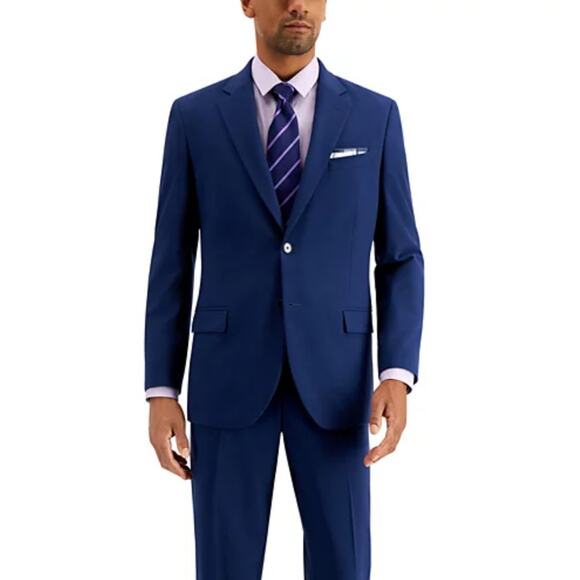 Nautica Men's Solid Blue Modern-Fit Bi-Stretch Formal Suit Blazer Size 48L - Picture 1 of 8
